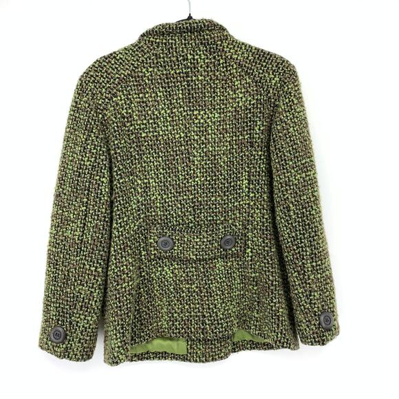 Vintage Esprit Double Breasted Wool Peacoat Womens Size Large Green Black Marled - Picture 2 of 6